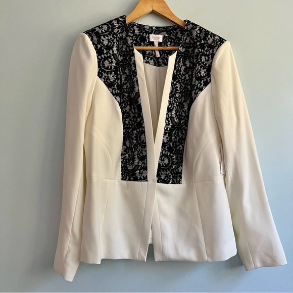 Laundry by Shelli Segal  Cream White Black Lace Blazer Jacket Size 16 NWT - Picture 5 of 16